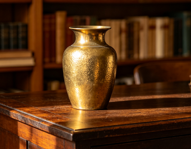 Vintage Hammered Brass Vase